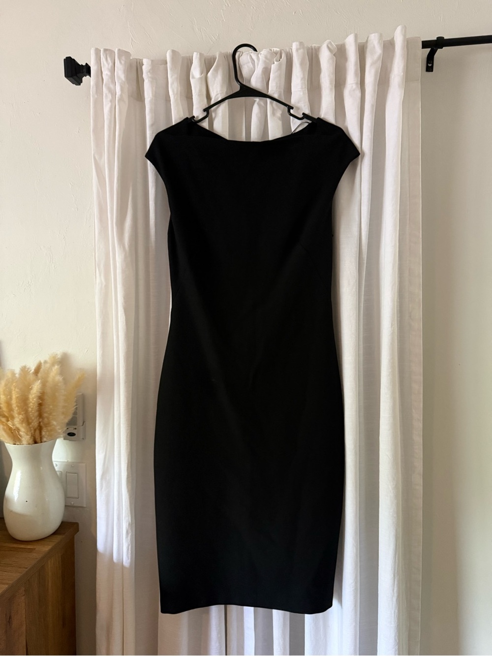 Zara Woman Black Boatneck Cap Sleeve Dress